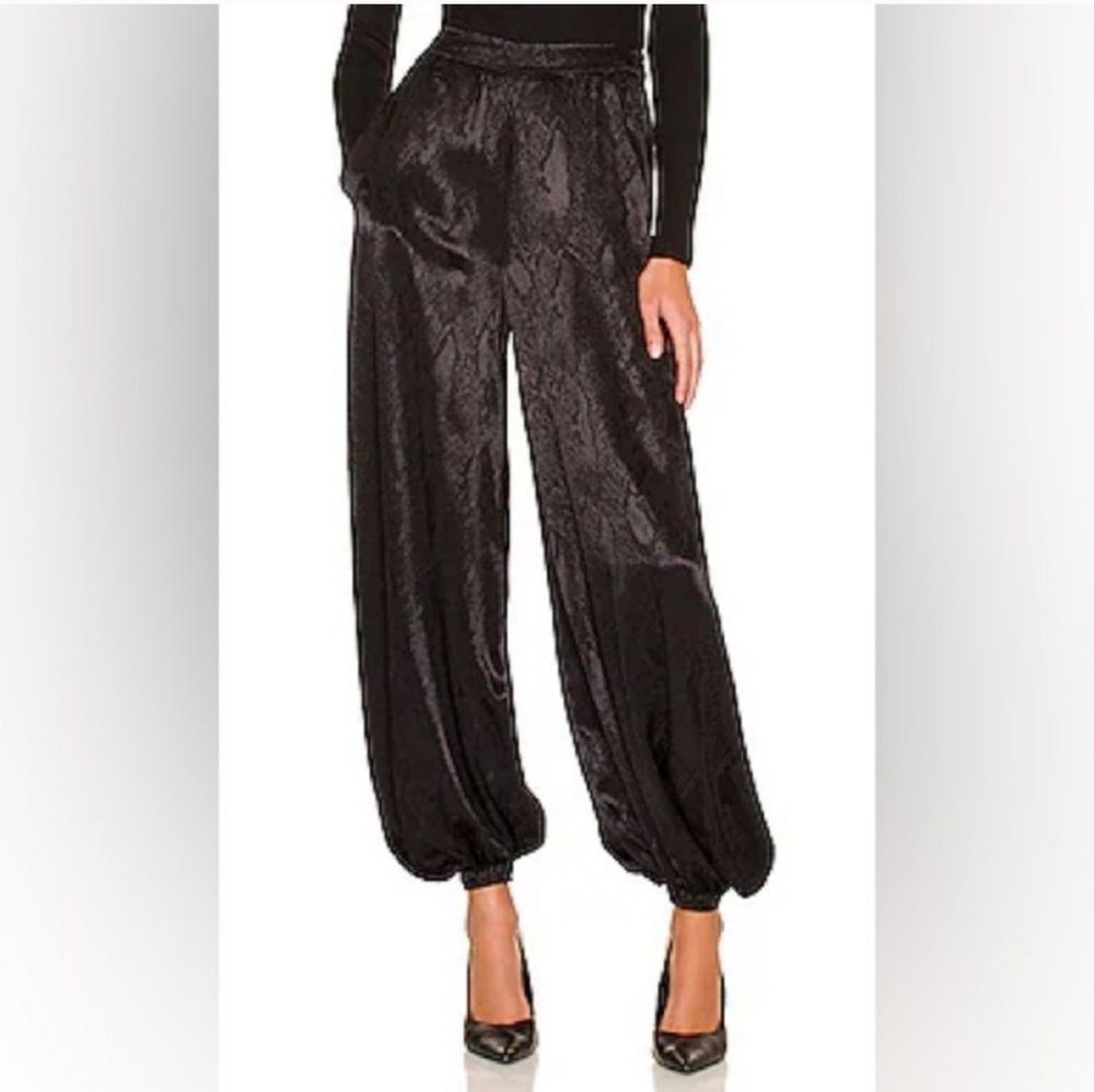 AFRM Black Satin Balloon Jogger Pants
